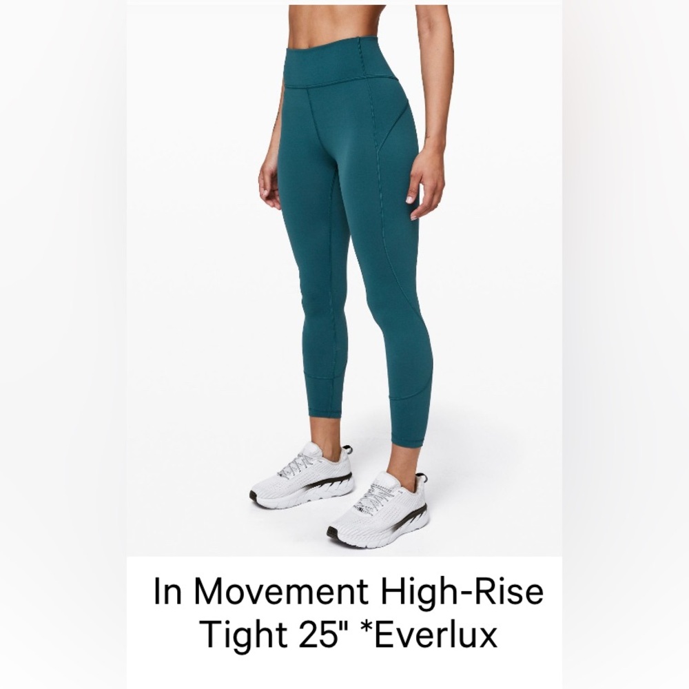 Lululemon IN MOVEMENT TIGHT 25” Everlux Bermuda Teal SIZE 4